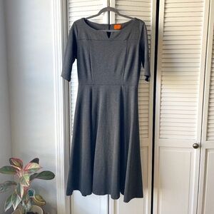 Mary Crafts custom boatneck 3/4 sleeve dress, size 14, grey